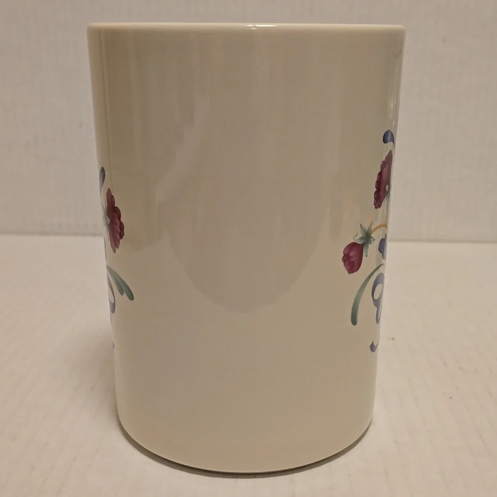 Beautiful Lenox Floral Ceramic Mug with Blue Ribbon Design